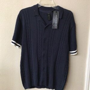 Men’s Soulstar button down short sleeve cardigan/sweater size M in Navy Blue